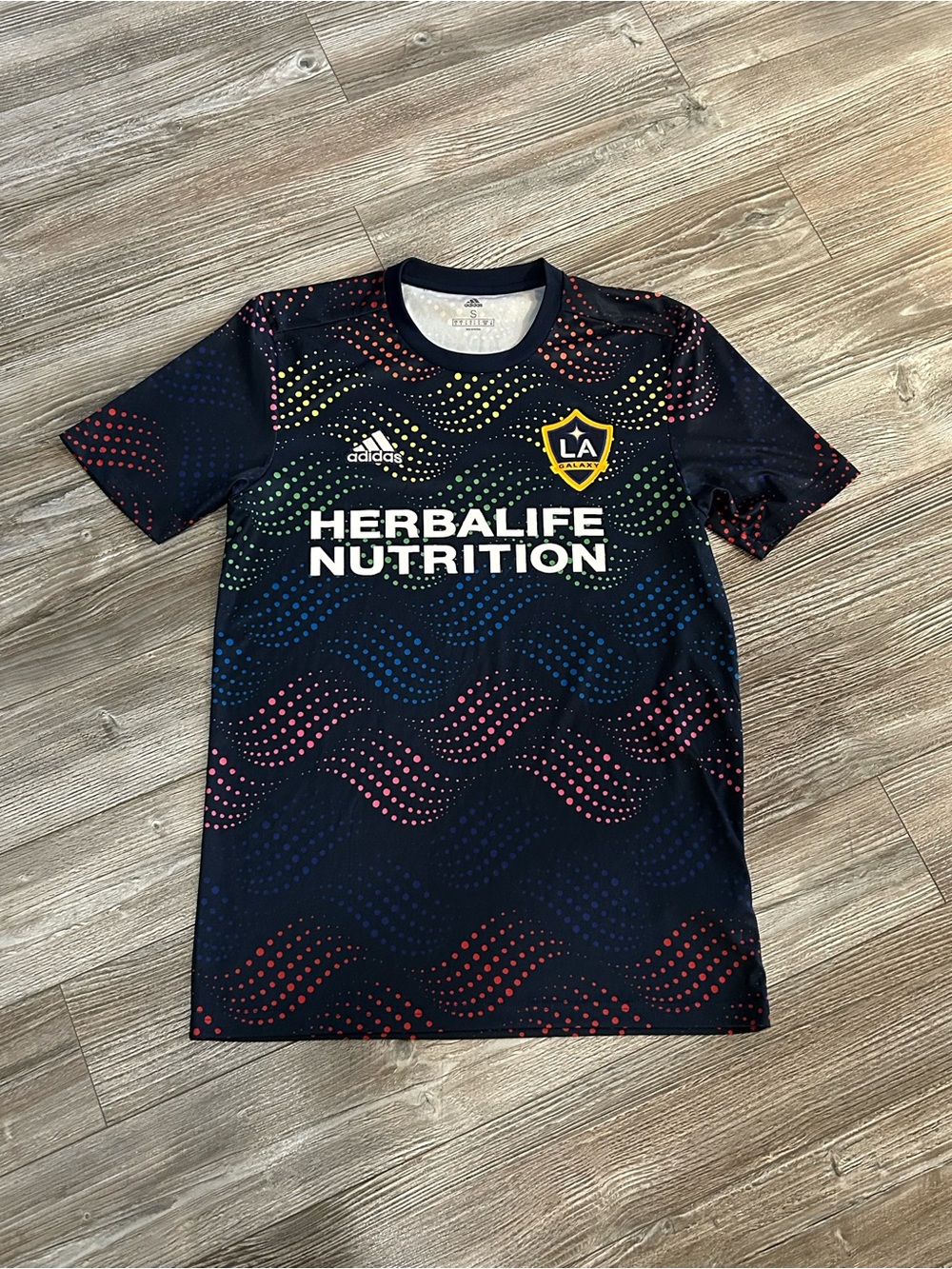 LA Galaxy MLS Authentic Adidas Soccer Training Jersey Size Small